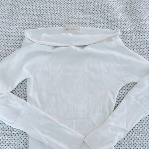 We The Free White Ribbed Off-Shoulder Top